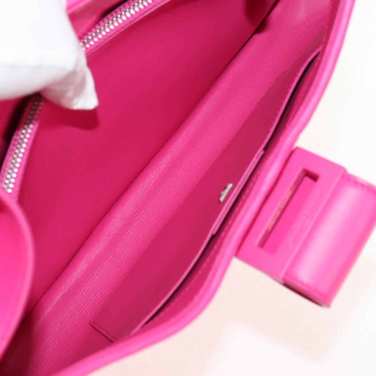 Salvatore Ferragamo Gancini Shoulder Bag Leather Pink Silver Auth BA8419V