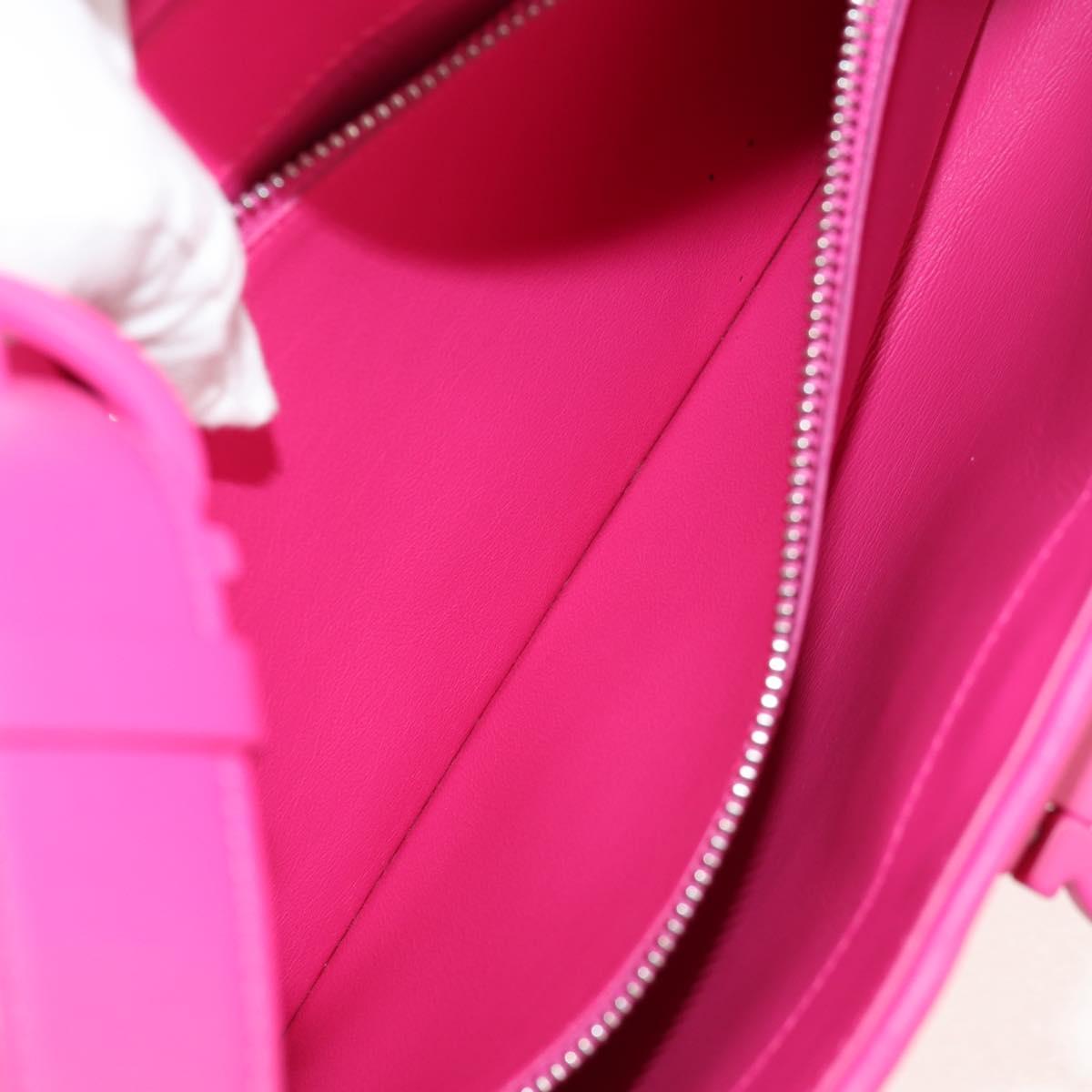 Salvatore Ferragamo Gancini Shoulder Bag Leather Pink Silver Auth BA8419V