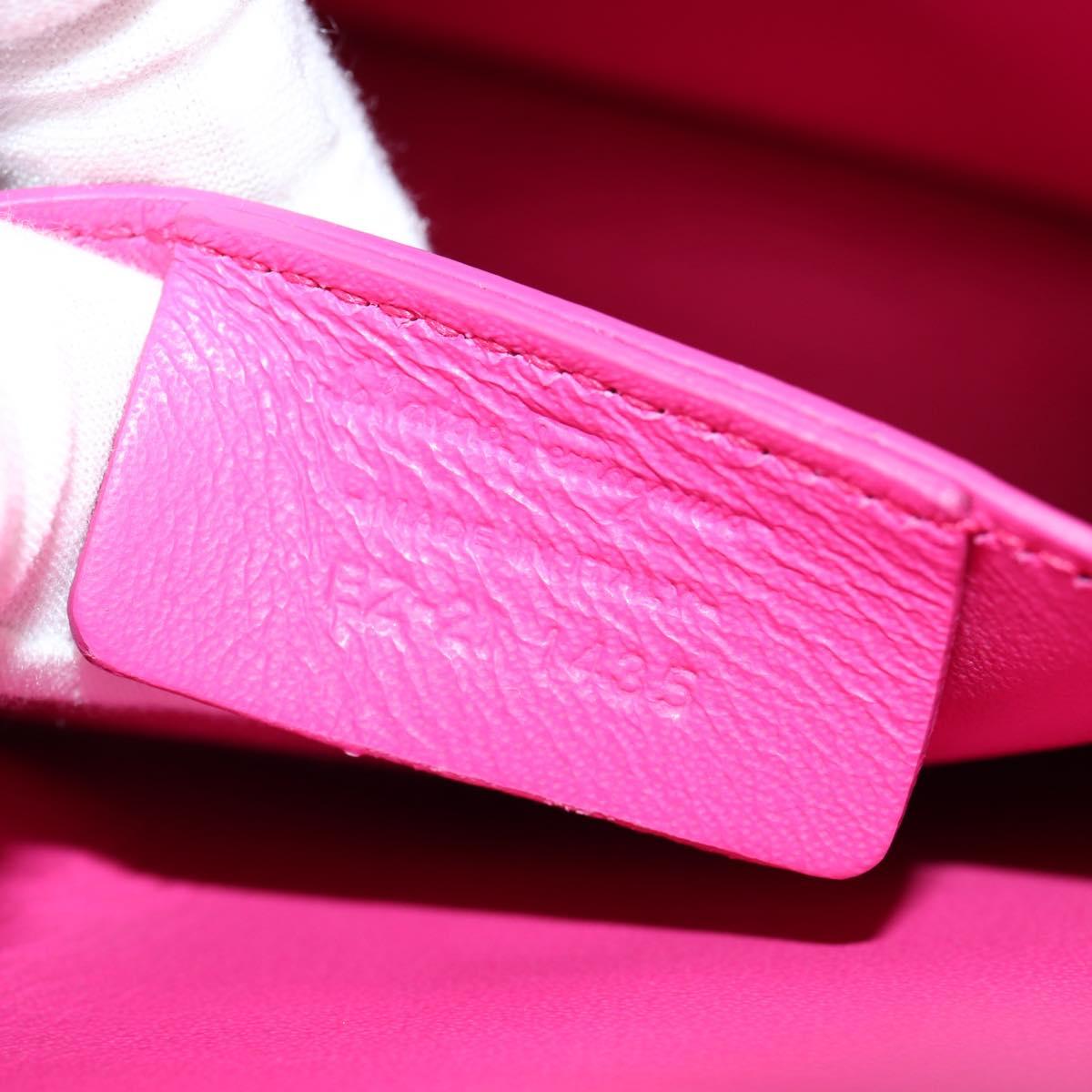 Salvatore Ferragamo Gancini Shoulder Bag Leather Pink Silver Auth BA8419V