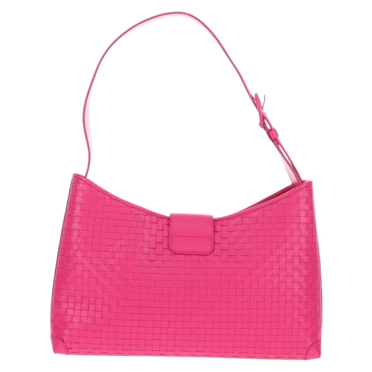 Salvatore Ferragamo Gancini Shoulder Bag Leather Pink Silver Auth BA8419V