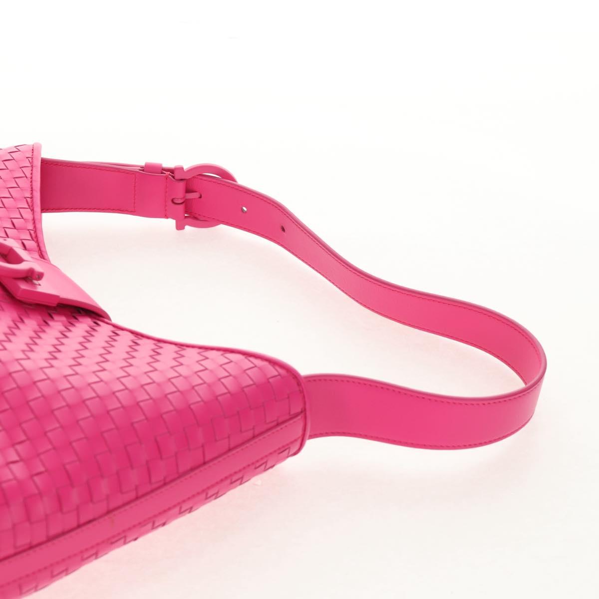 Salvatore Ferragamo Gancini Shoulder Bag Leather Pink Silver Auth BA8419V