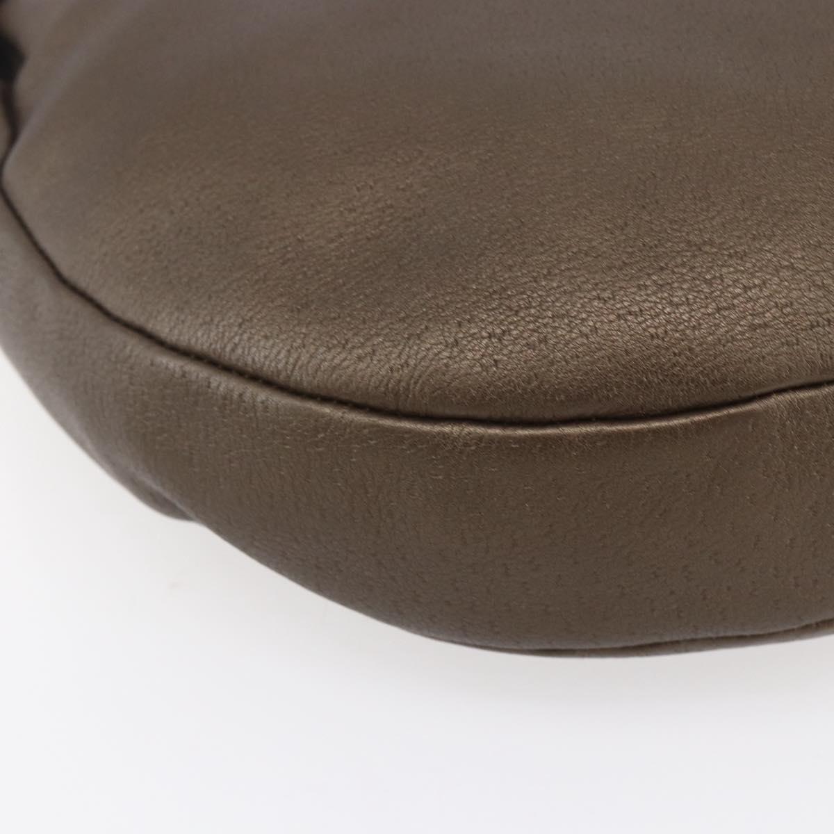 Salvatore Ferragamo Gancini Shoulder Bag Leather Brown Gold Auth BA8420