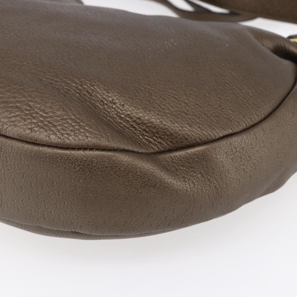 Salvatore Ferragamo Gancini Shoulder Bag Leather Brown Gold Auth BA8420