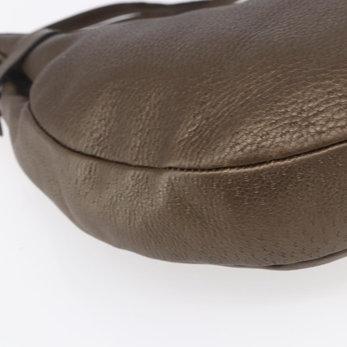 Salvatore Ferragamo Gancini Shoulder Bag Leather Brown Gold Auth BA8420