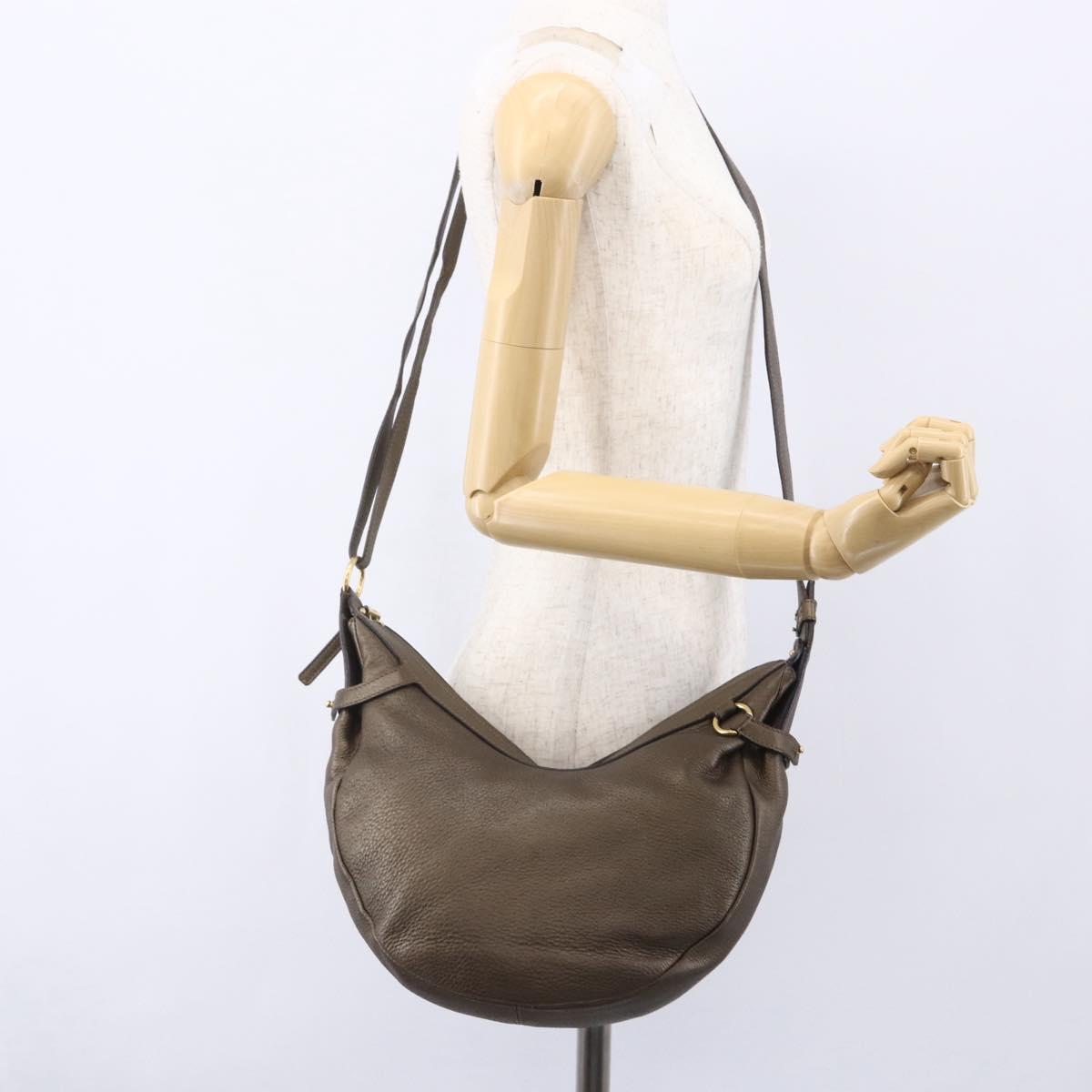 Salvatore Ferragamo Gancini Shoulder Bag Leather Brown Gold Auth BA8420