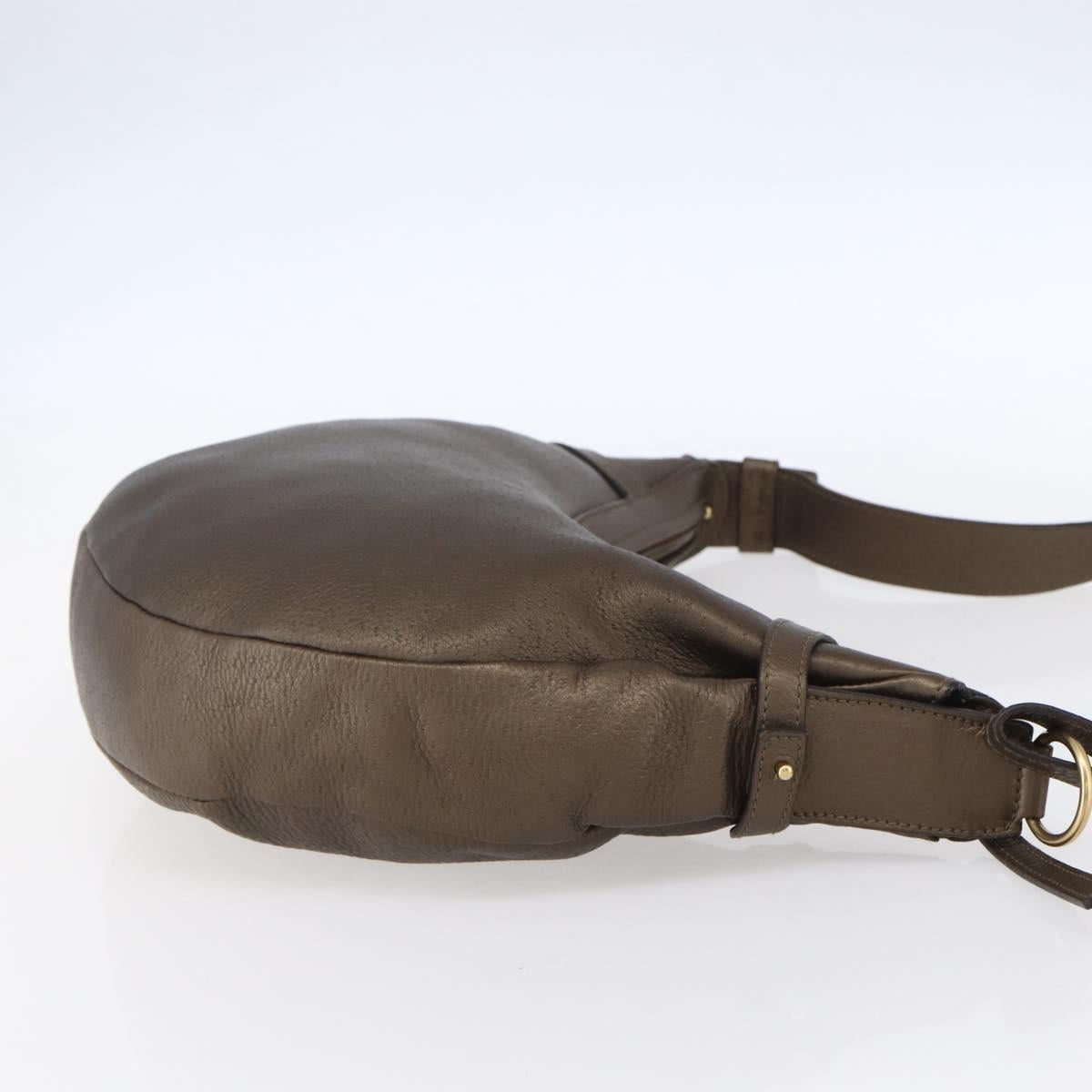 Salvatore Ferragamo Gancini Shoulder Bag Leather Brown Gold Auth BA8420