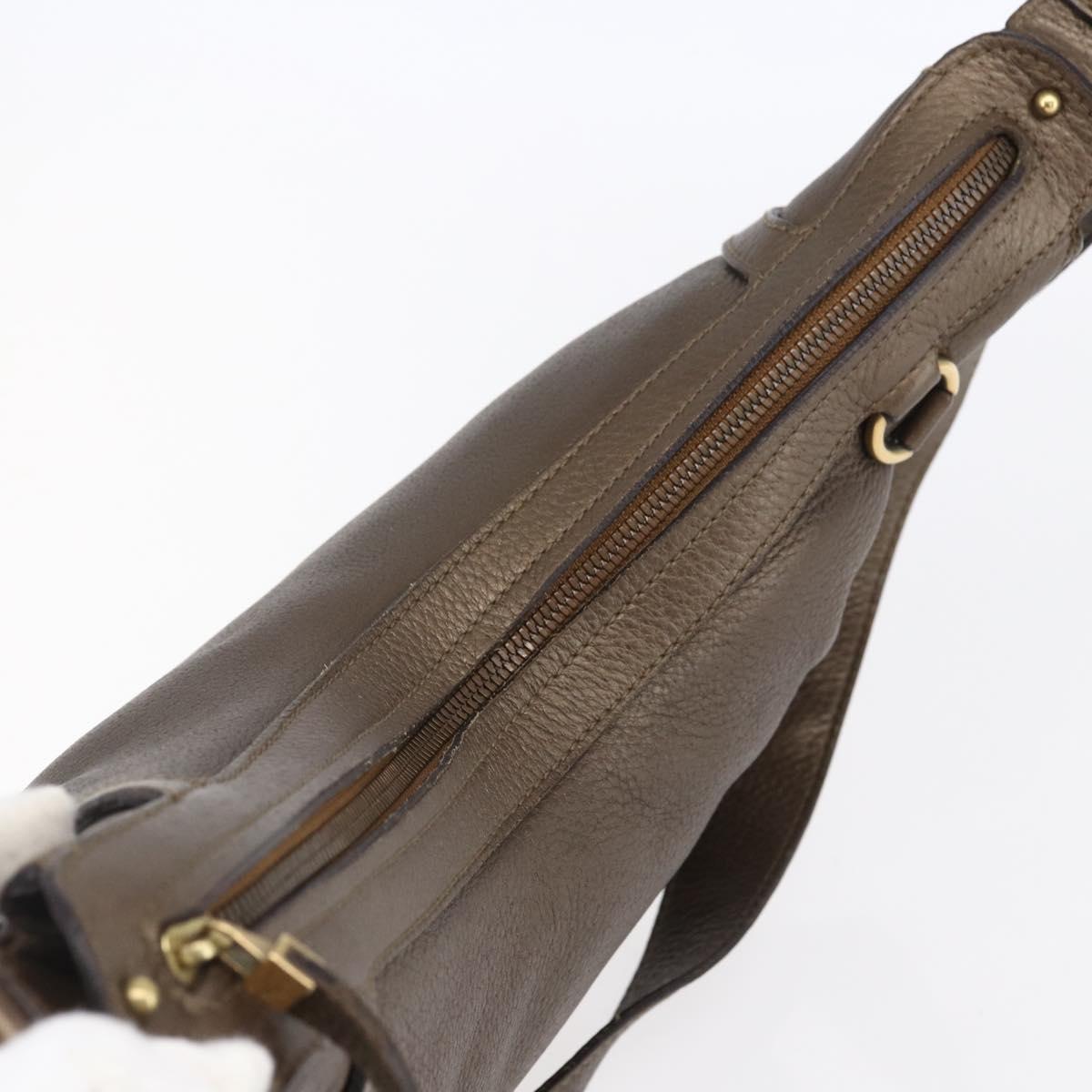 Salvatore Ferragamo Gancini Shoulder Bag Leather Brown Gold Auth BA8420