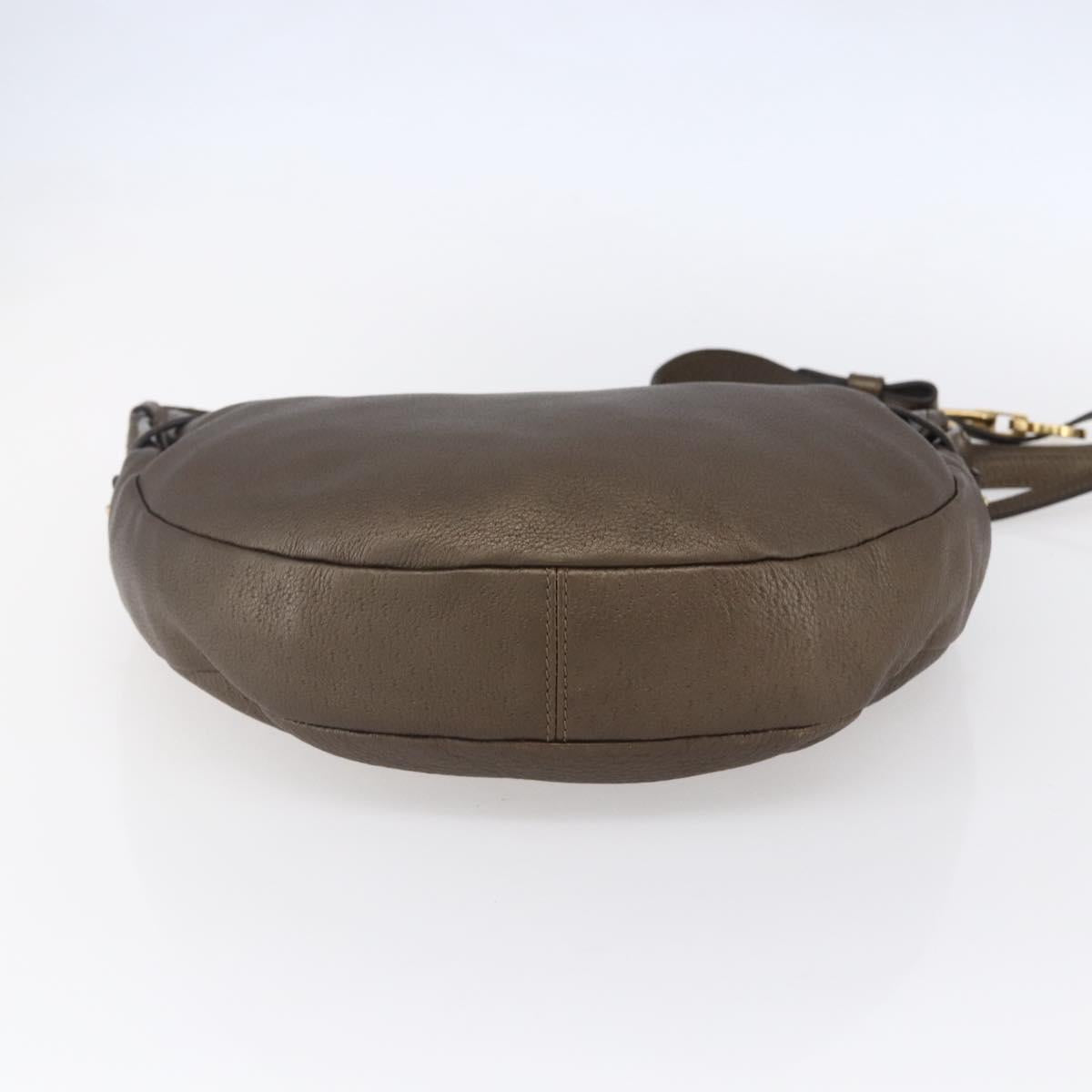 Salvatore Ferragamo Gancini Shoulder Bag Leather Brown Gold Auth BA8420