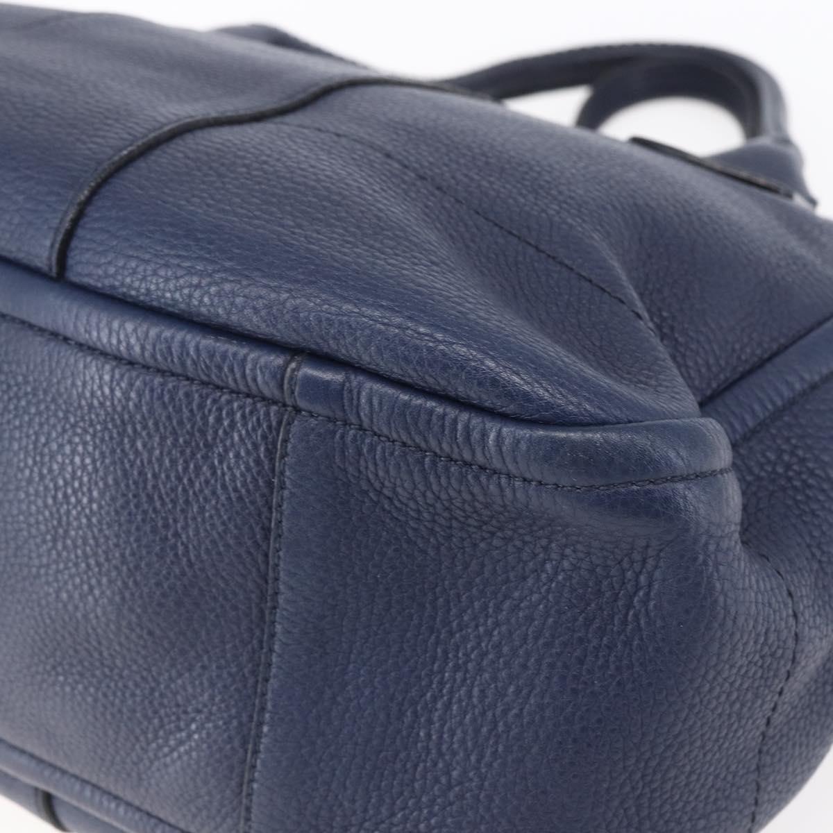 Salvatore Ferragamo Gancini Tote Bag Leather Blue Gold Auth BA8421