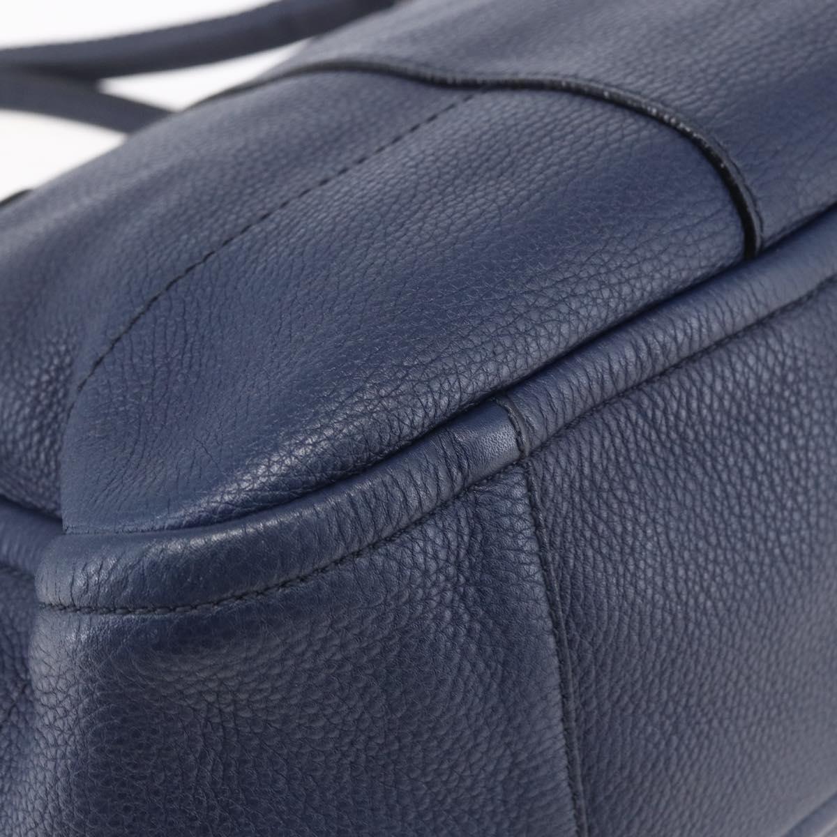 Salvatore Ferragamo Gancini Tote Bag Leather Blue Gold Auth BA8421