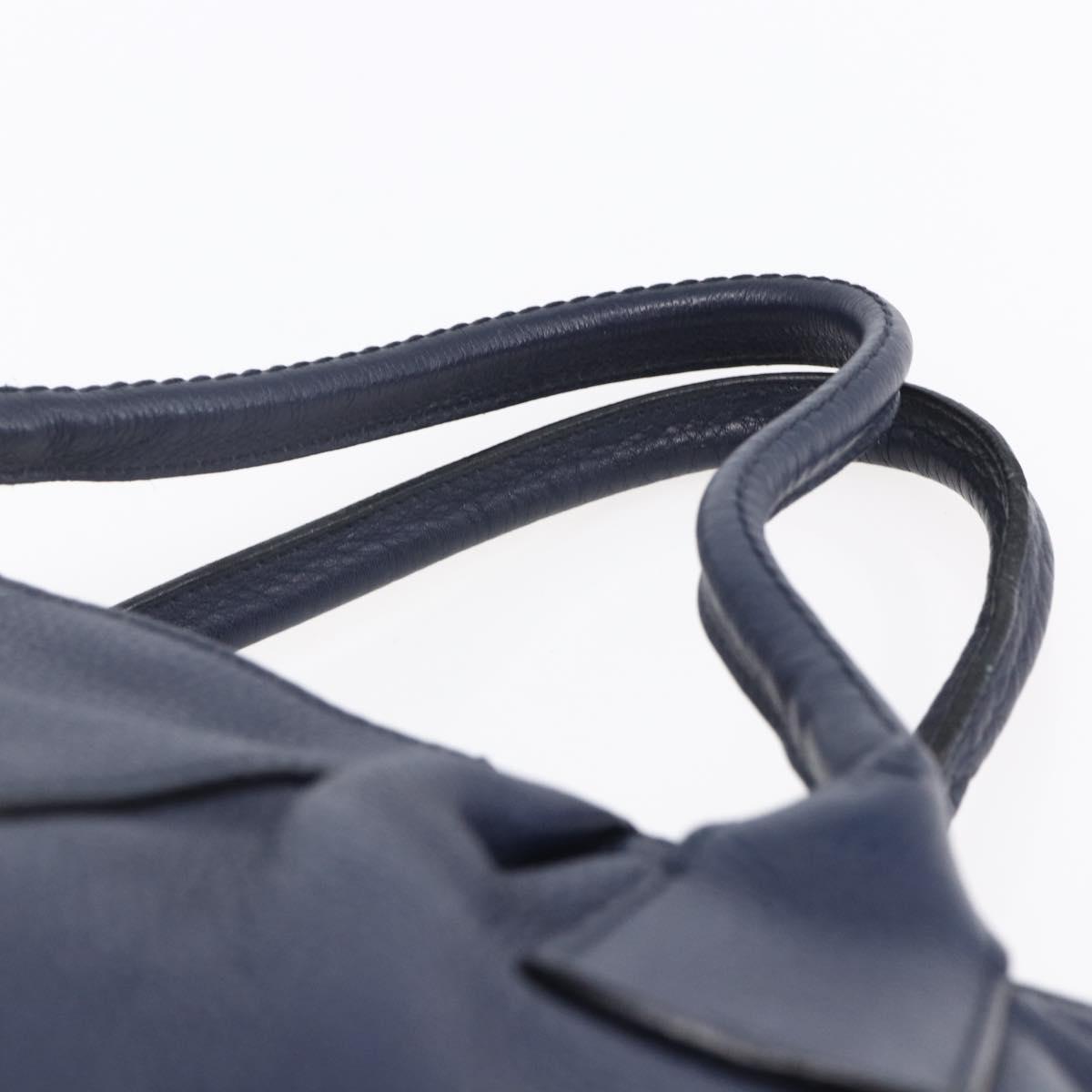 Salvatore Ferragamo Gancini Tote Bag Leather Blue Gold Auth BA8421