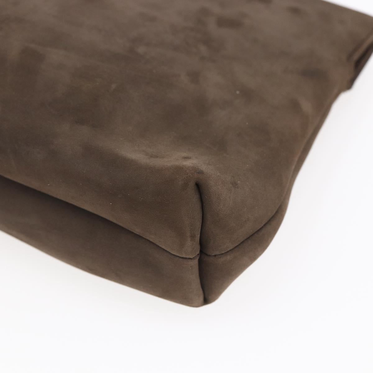 Salvatore Ferragamo Vala Shoulder Bag Suede Brown Gold Auth BA8423