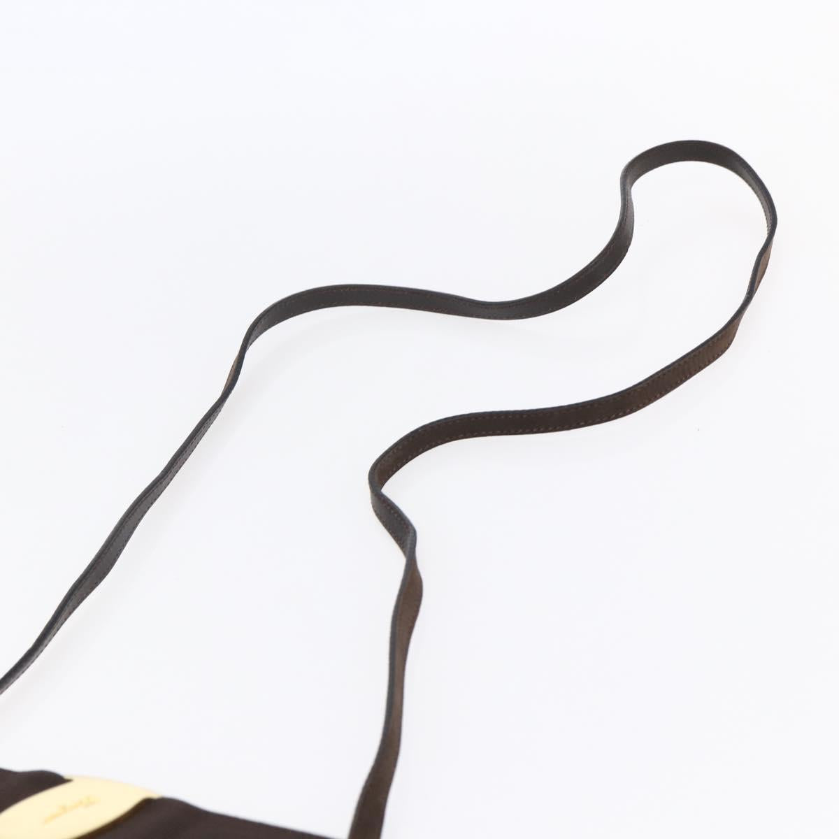 Salvatore Ferragamo Vala Shoulder Bag Suede Brown Gold Auth BA8423