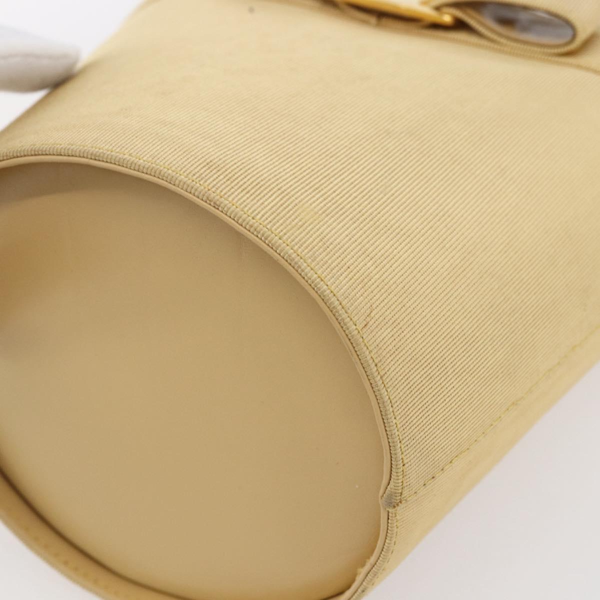 Salvatore Ferragamo Vala Hand Bag Canvas Yellow Gold Auth BA8424