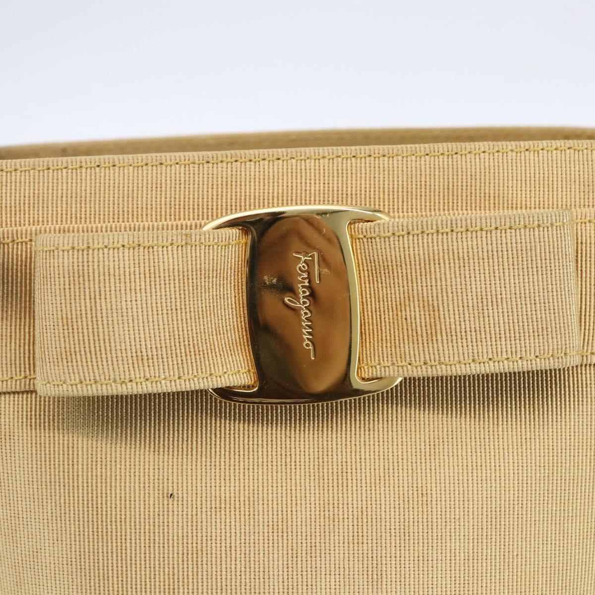 Salvatore Ferragamo Vala Hand Bag Canvas Yellow Gold Auth BA8424