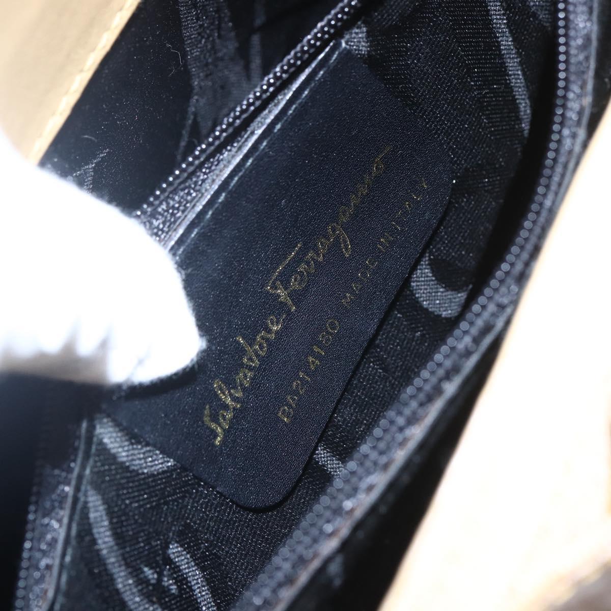 Salvatore Ferragamo Vala Hand Bag Canvas Yellow Gold Auth BA8424