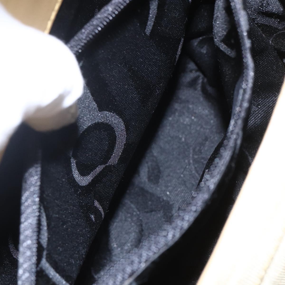 Salvatore Ferragamo Vala Hand Bag Canvas Yellow Gold Auth BA8424