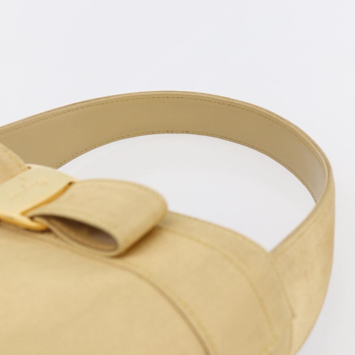 Salvatore Ferragamo Vala Hand Bag Canvas Yellow Gold Auth BA8424