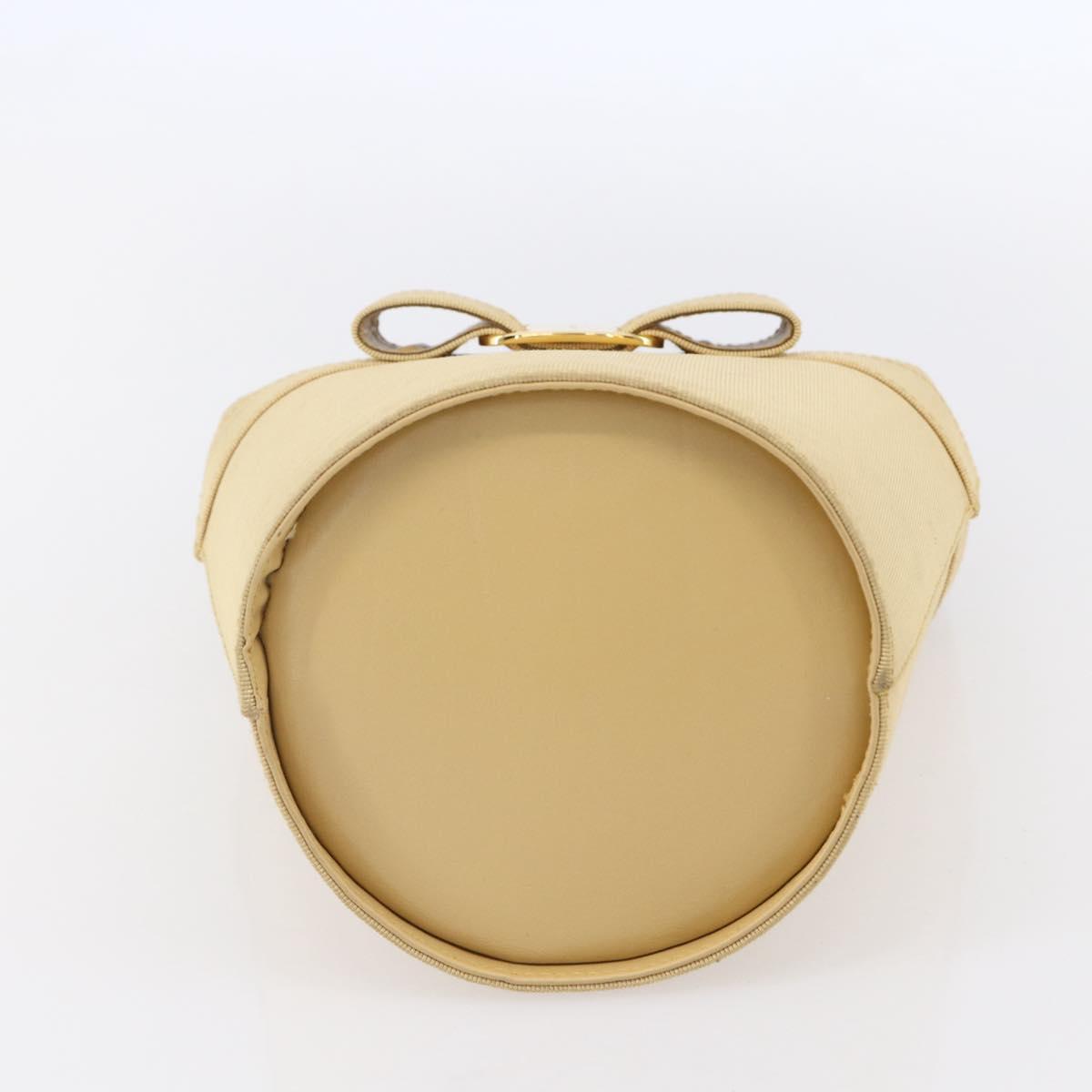 Salvatore Ferragamo Vala Hand Bag Canvas Yellow Gold Auth BA8424