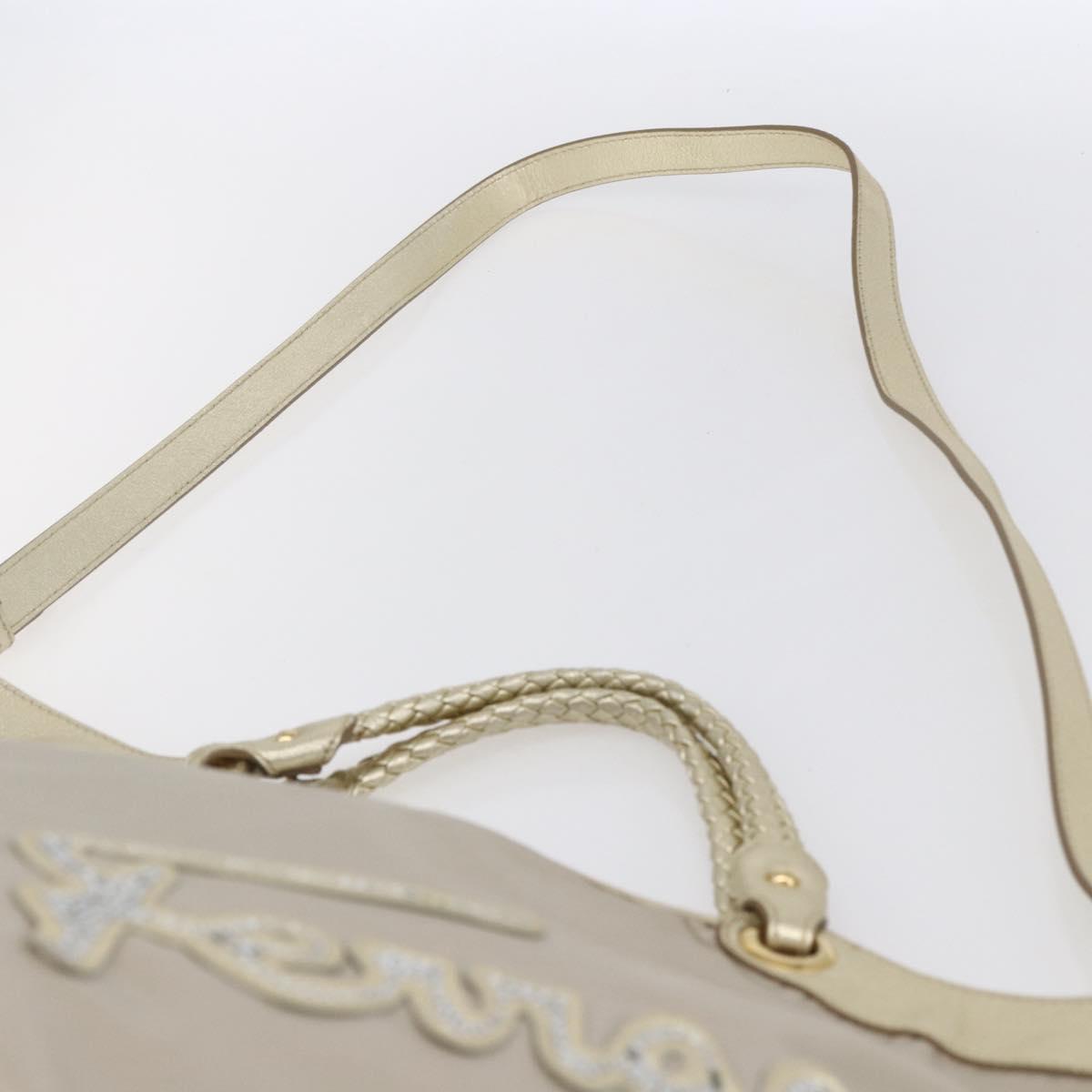 Salvatore Ferragamo Hand Bag Nylon 2way Gold Auth BA8425