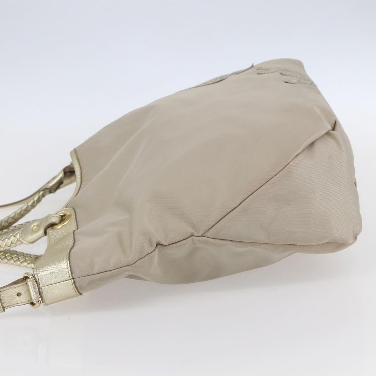 Salvatore Ferragamo Hand Bag Nylon 2way Gold Auth BA8425