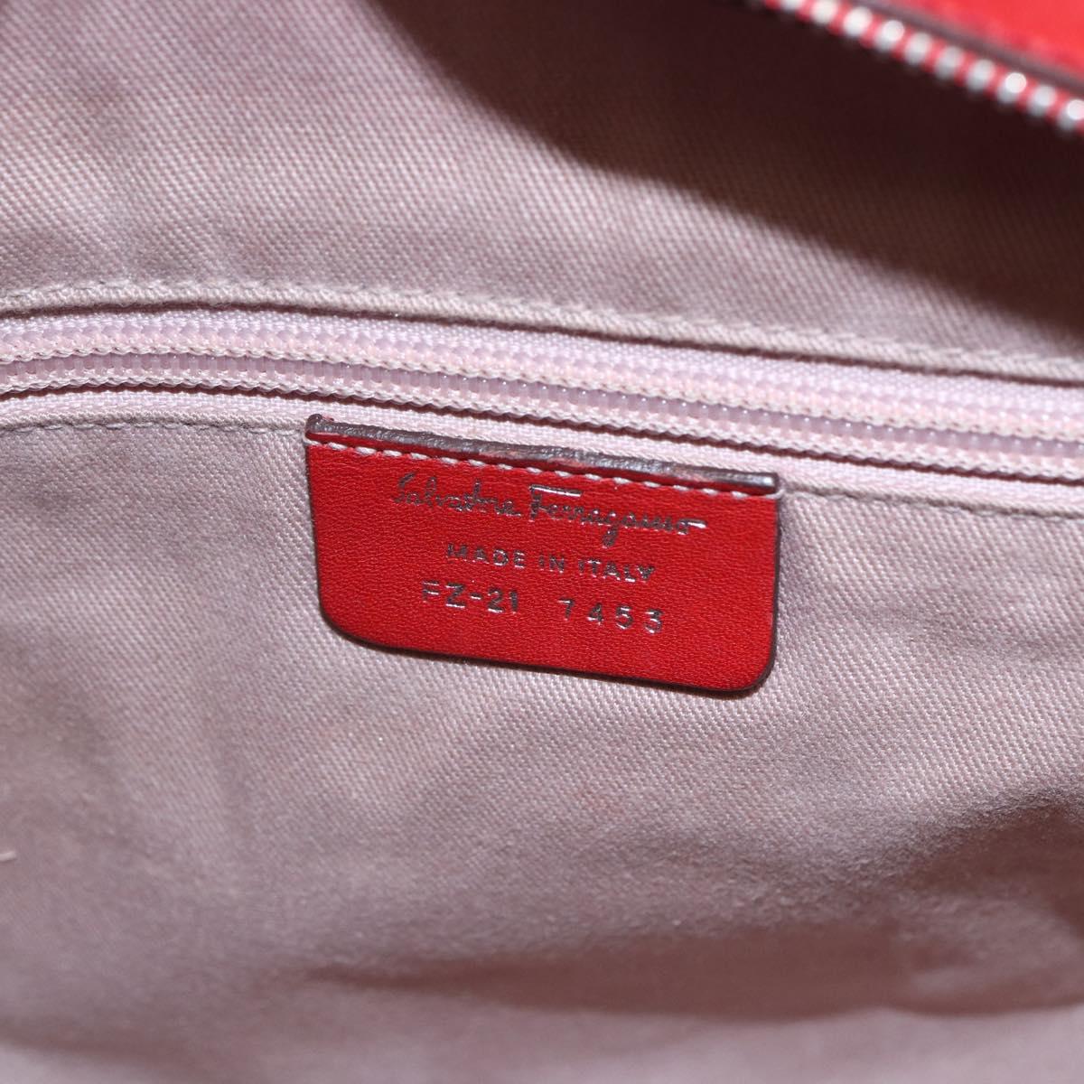 Salvatore Ferragamo Gancini Hand Bag Leather Red Auth BA8426