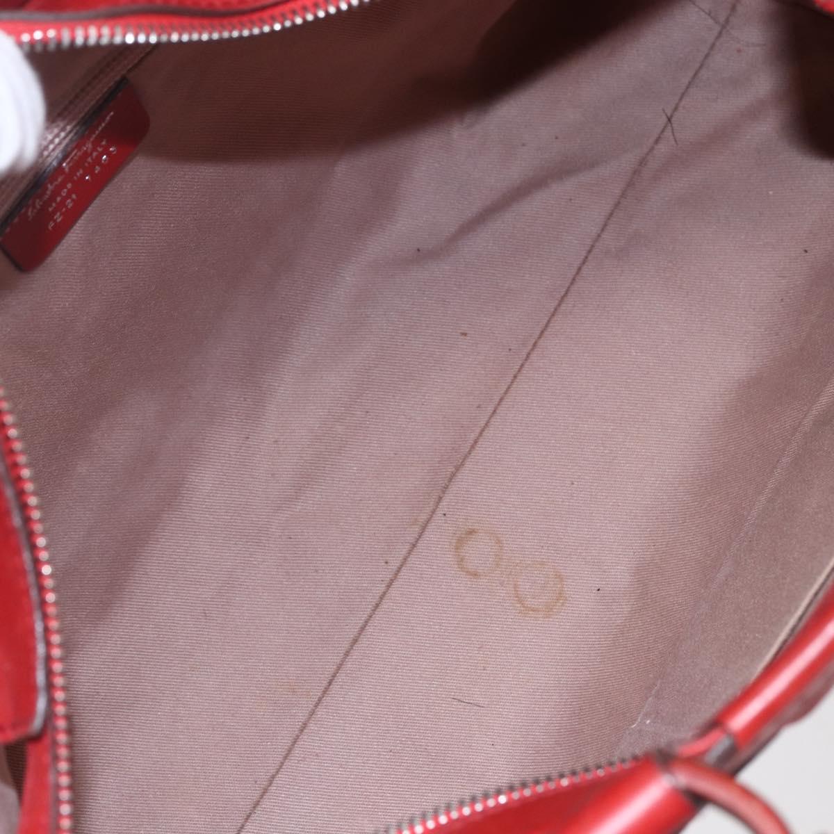 Salvatore Ferragamo Gancini Hand Bag Leather Red Auth BA8426