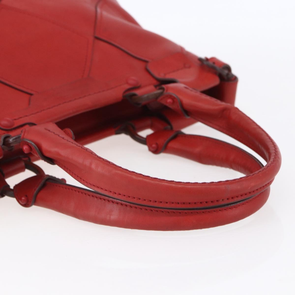 Salvatore Ferragamo Gancini Hand Bag Leather Red Auth BA8426