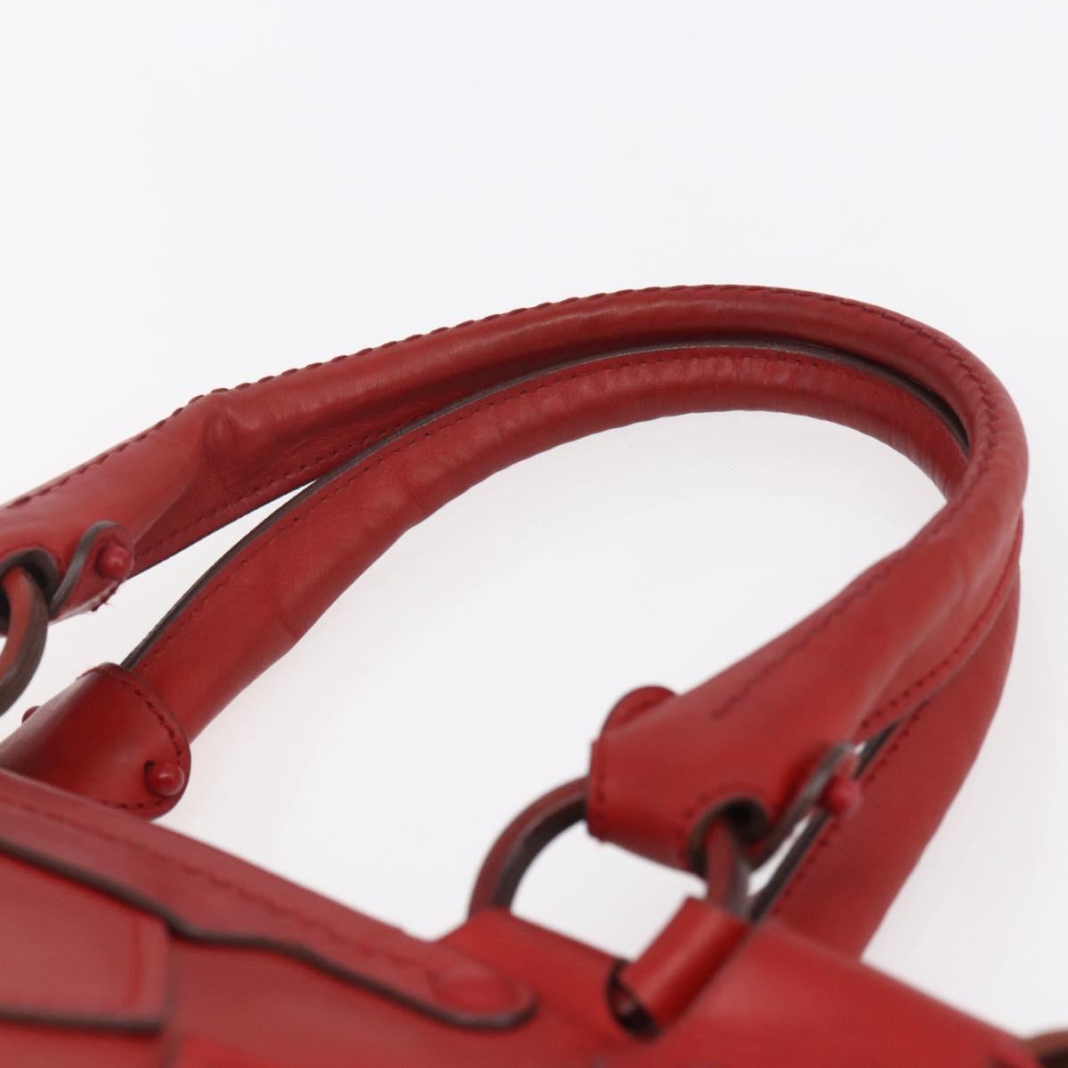 Salvatore Ferragamo Gancini Hand Bag Leather Red Auth BA8426