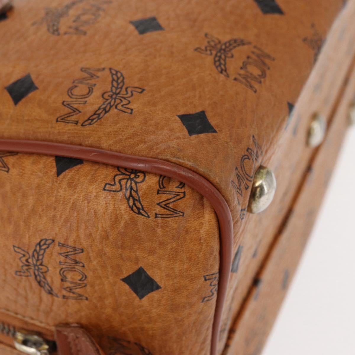 MCM Logogram Vicetos Hand Bag PVC Leather Brown Gold Auth BA8427