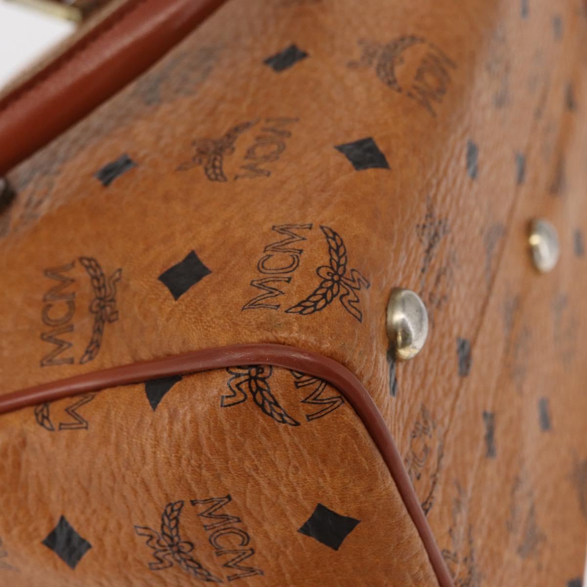 MCM Logogram Vicetos Hand Bag PVC Leather Brown Gold Auth BA8427