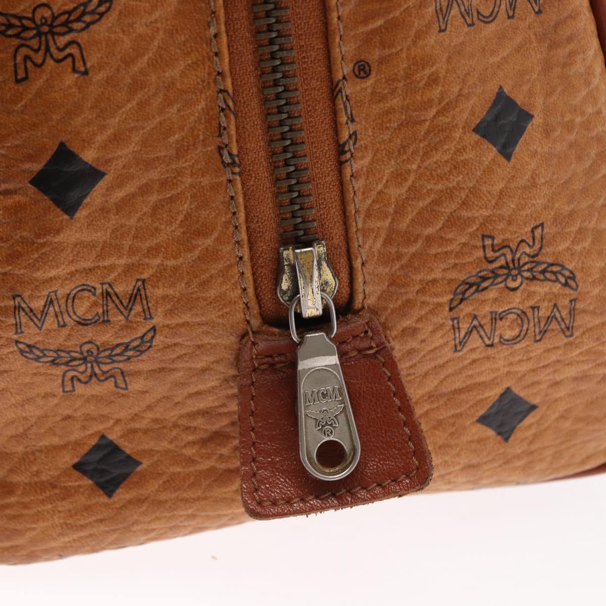 MCM Logogram Vicetos Hand Bag PVC Leather Brown Gold Auth BA8427