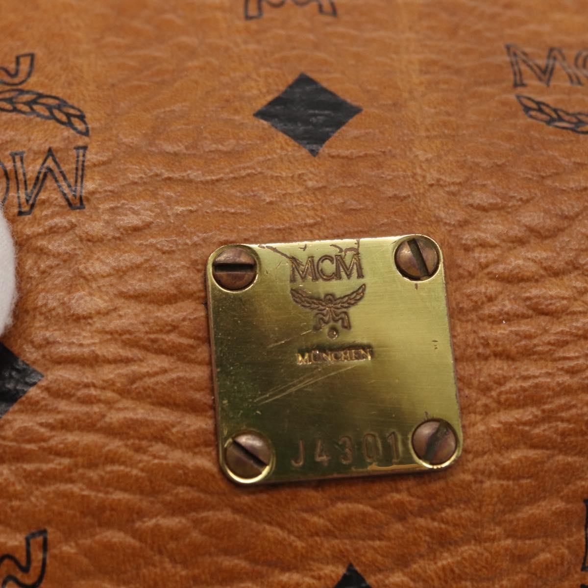 MCM Logogram Vicetos Hand Bag PVC Leather Brown Gold Auth BA8427