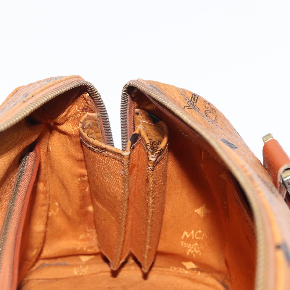 MCM Logogram Vicetos Hand Bag PVC Leather Brown Gold Auth BA8427