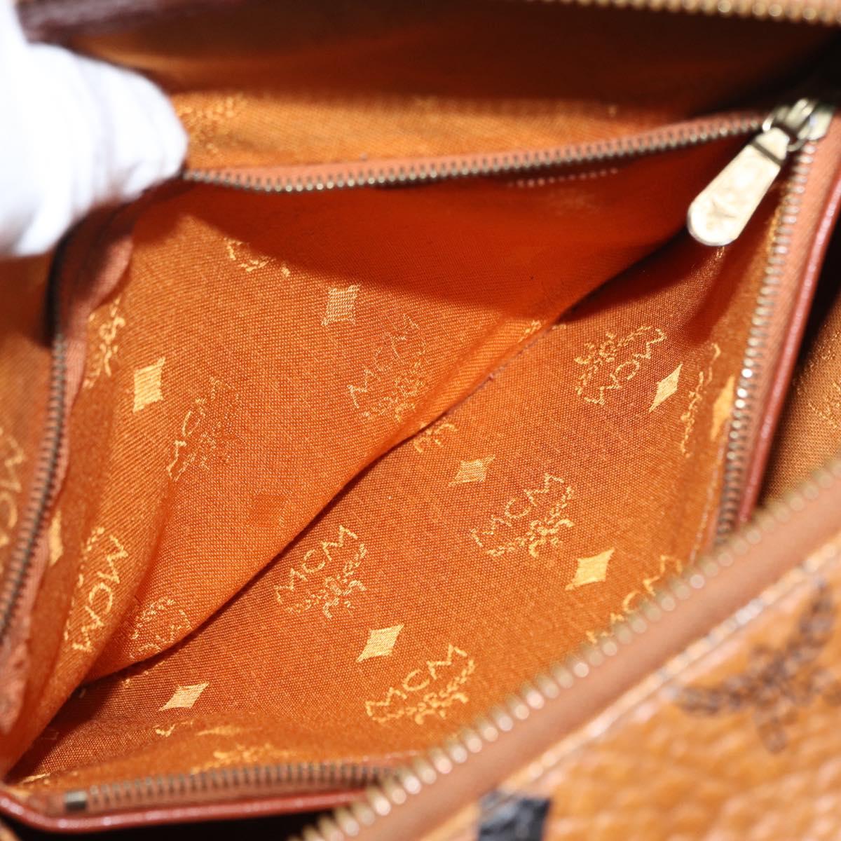 MCM Logogram Vicetos Hand Bag PVC Leather Brown Gold Auth BA8427