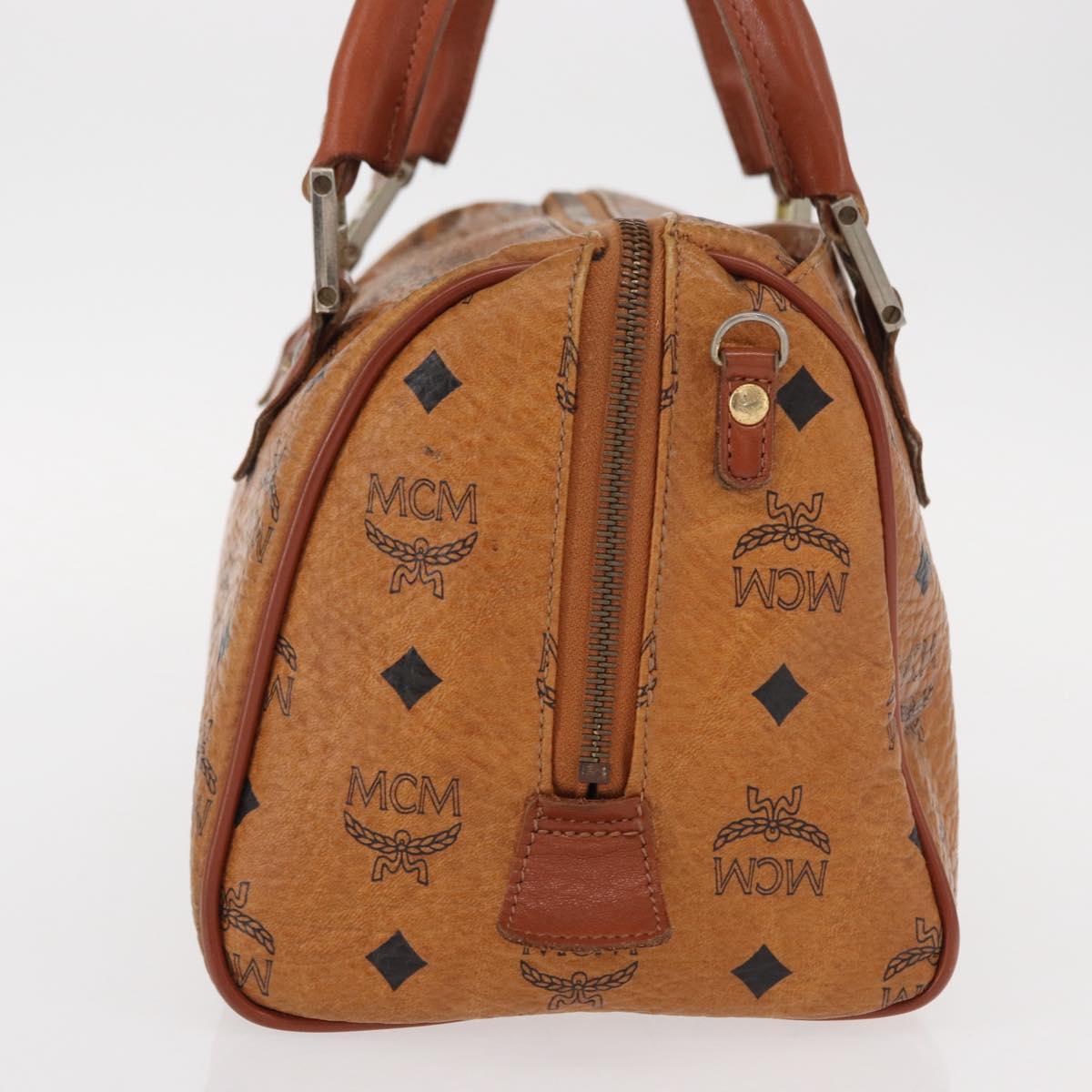 MCM Logogram Vicetos Hand Bag PVC Leather Brown Gold Auth BA8427