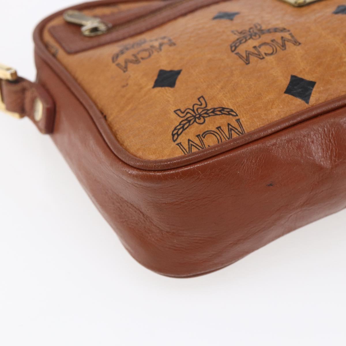 MCM Logogram Vicetos Shoulder Bag PVC Leather Brown Gold Auth BA8428