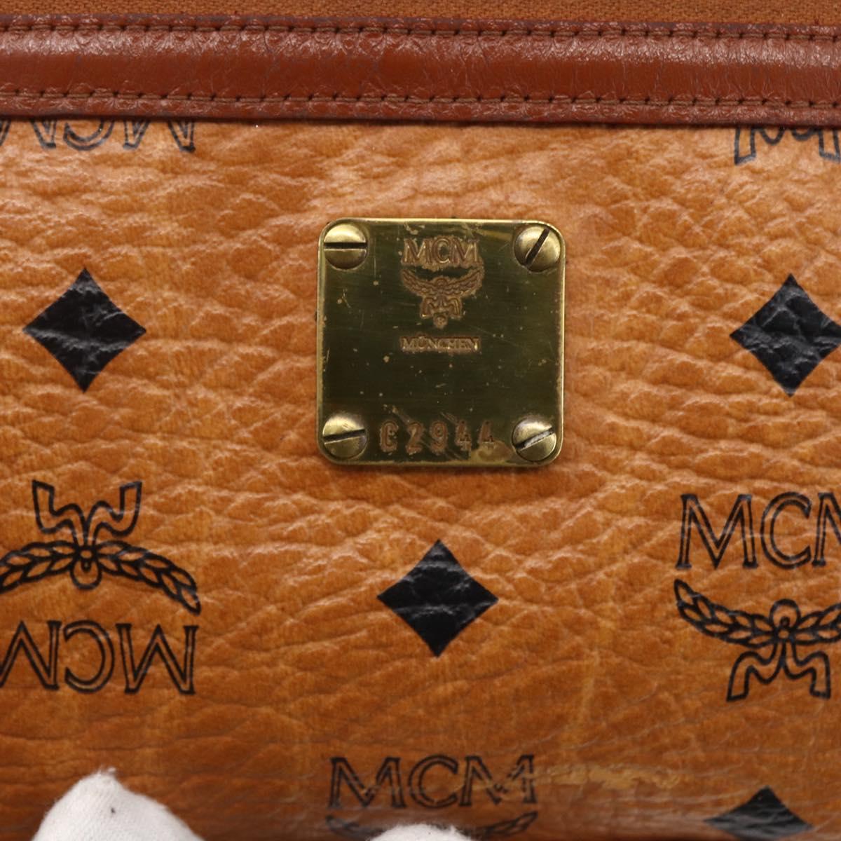 MCM Logogram Vicetos Shoulder Bag PVC Leather Brown Gold Auth BA8428