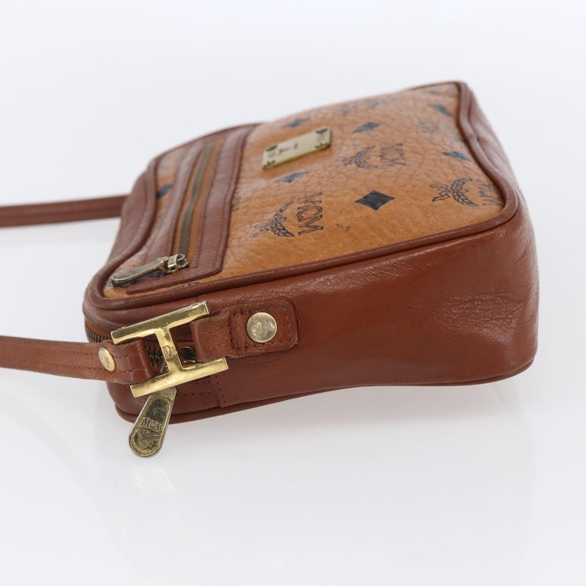 MCM Logogram Vicetos Shoulder Bag PVC Leather Brown Gold Auth BA8428
