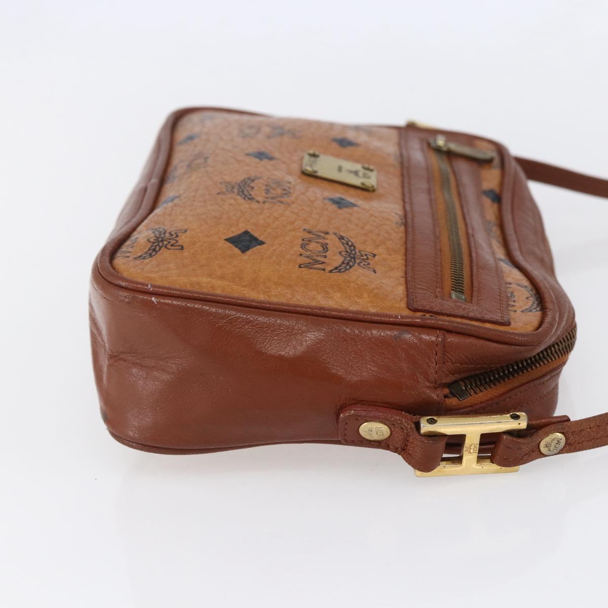 MCM Logogram Vicetos Shoulder Bag PVC Leather Brown Gold Auth BA8428