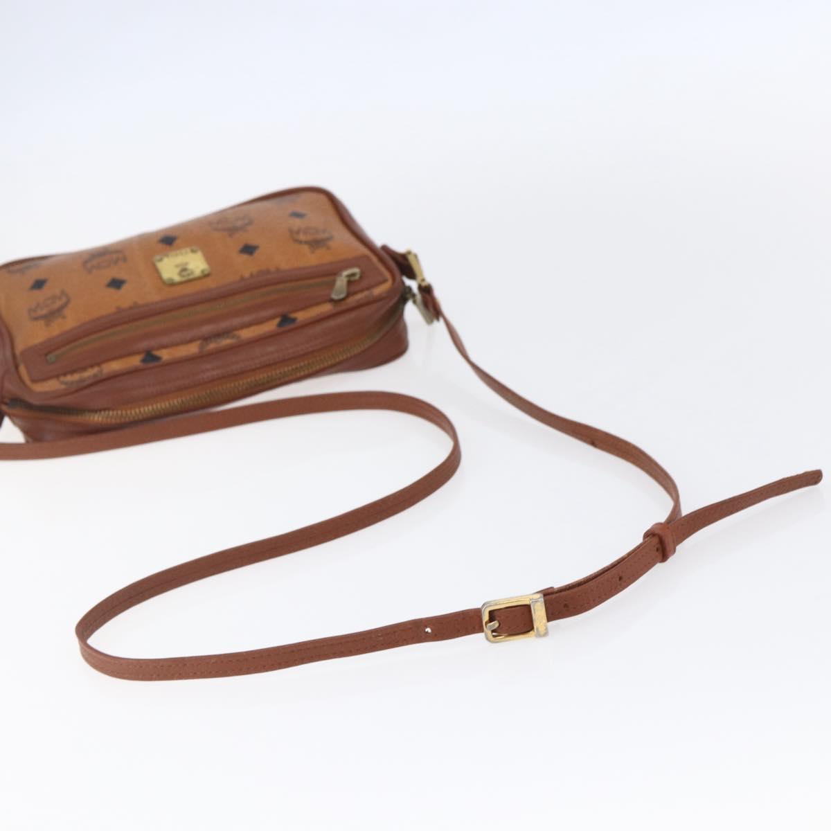 MCM Logogram Vicetos Shoulder Bag PVC Leather Brown Gold Auth BA8428
