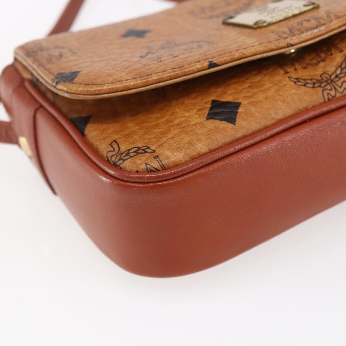 MCM Logogram Vicetos Shoulder Bag PVC Leather Brown Gold Auth BA8429