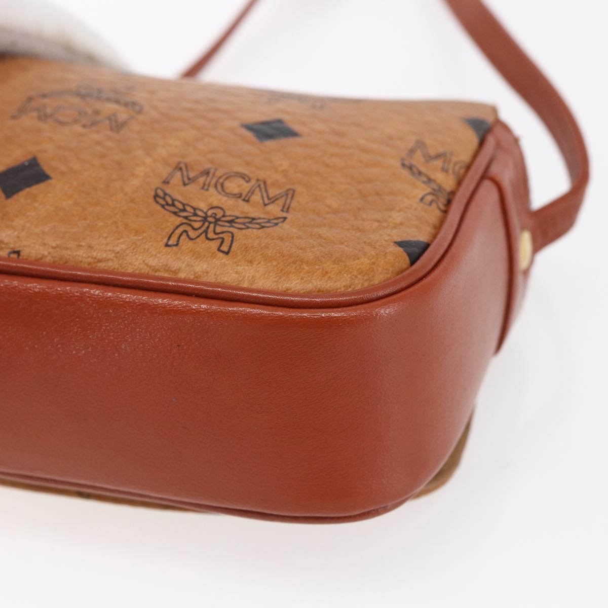 MCM Logogram Vicetos Shoulder Bag PVC Leather Brown Gold Auth BA8429
