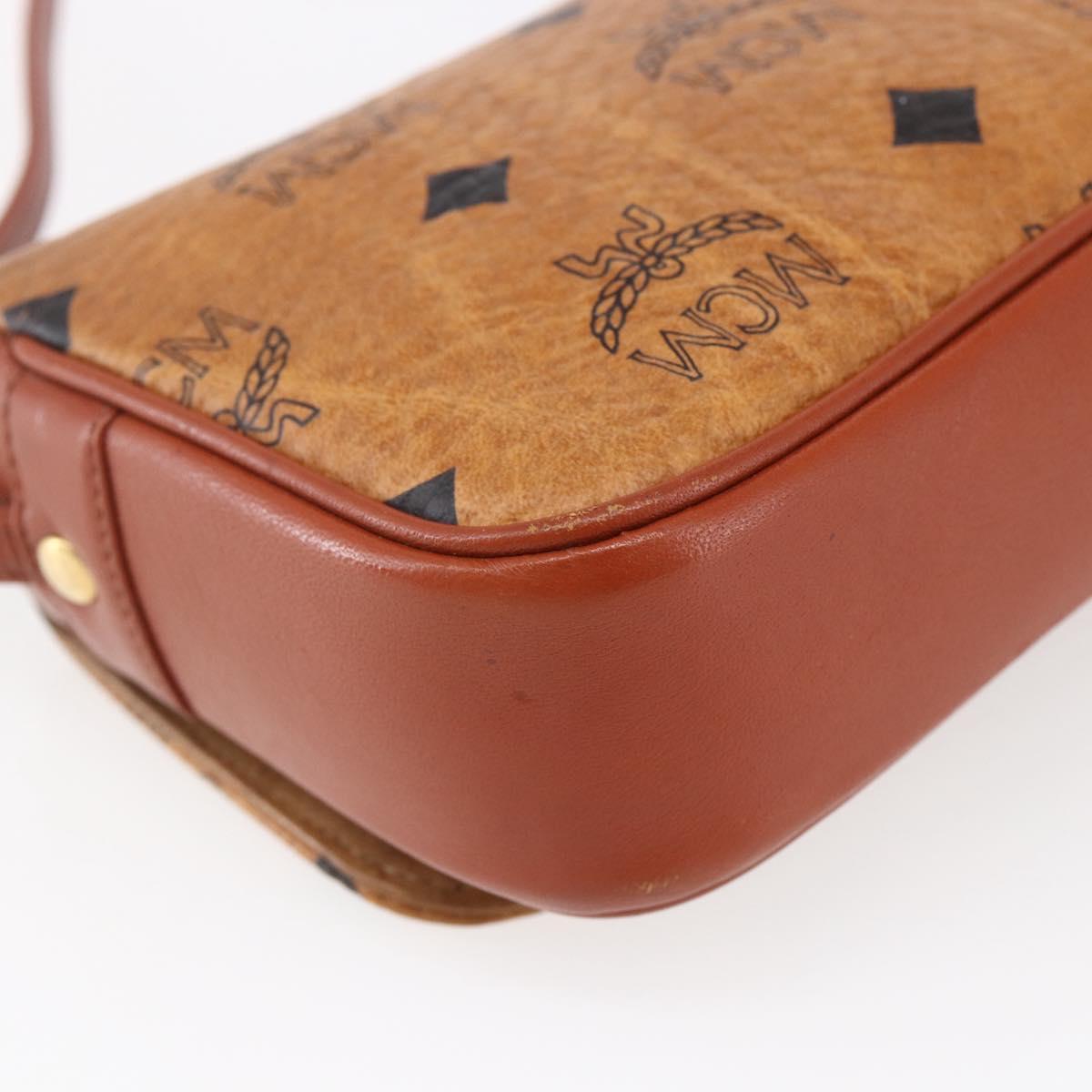 MCM Logogram Vicetos Shoulder Bag PVC Leather Brown Gold Auth BA8429