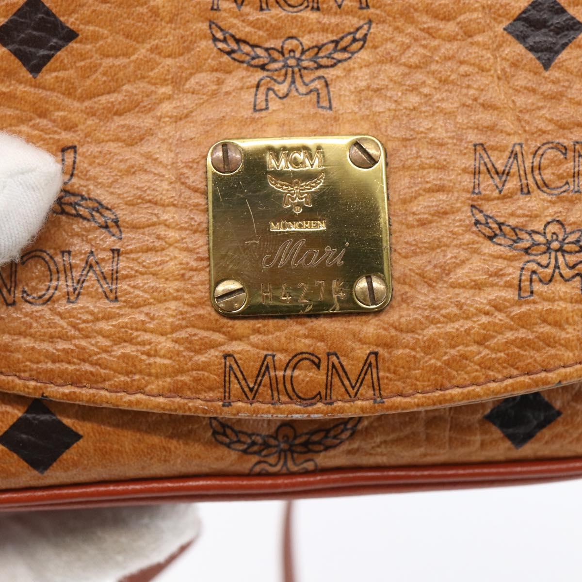 MCM Logogram Vicetos Shoulder Bag PVC Leather Brown Gold Auth BA8429
