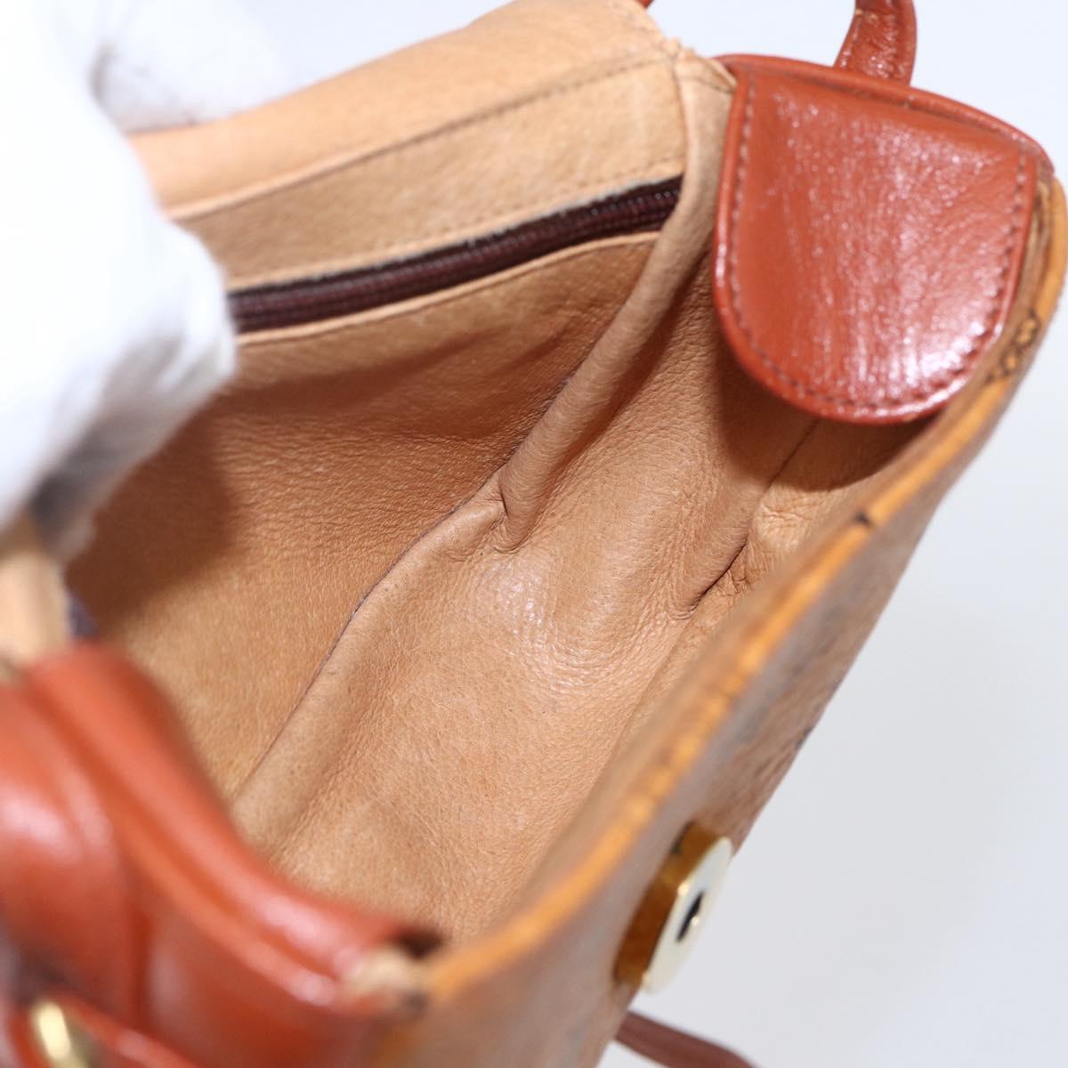 MCM Logogram Vicetos Shoulder Bag PVC Leather Brown Gold Auth BA8429