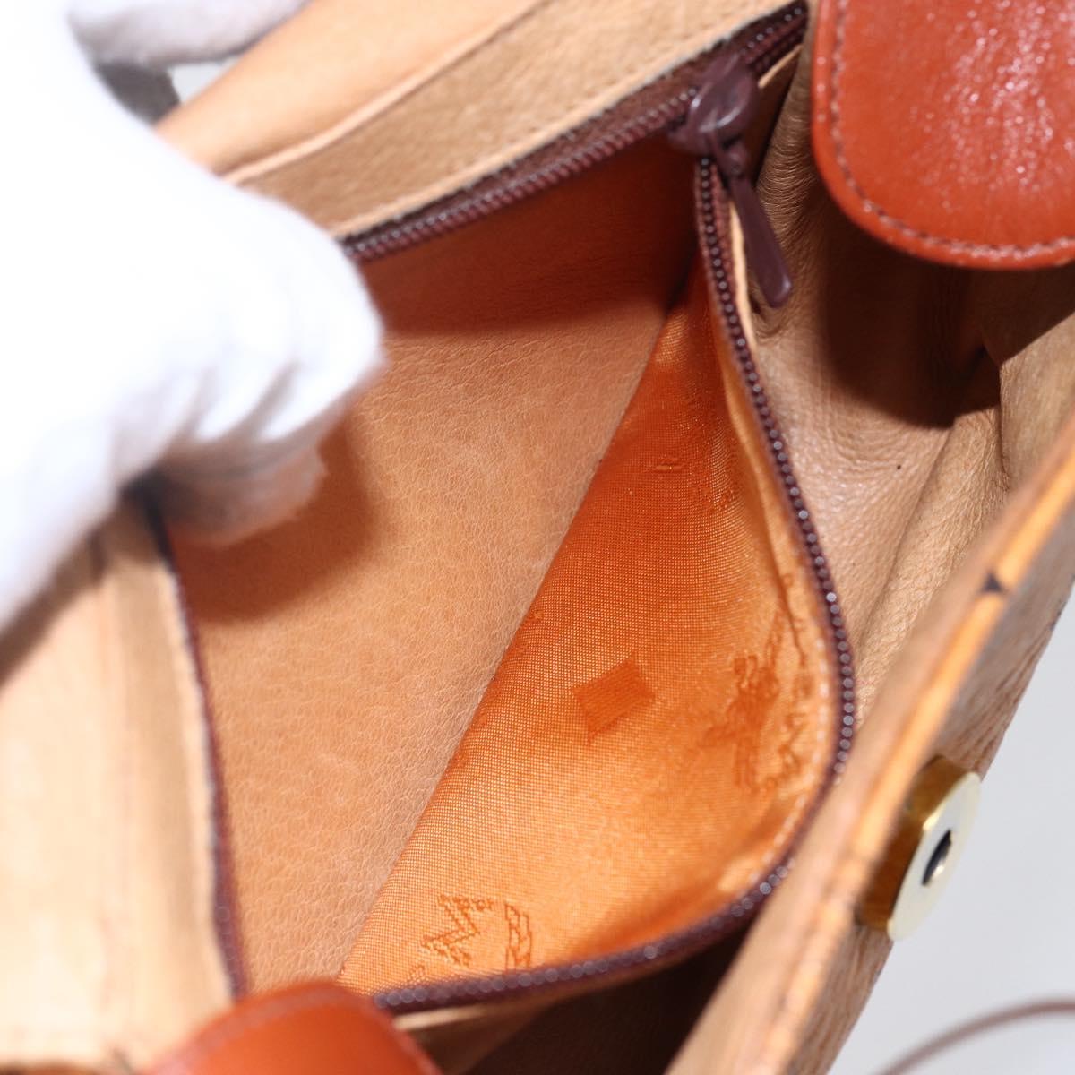 MCM Logogram Vicetos Shoulder Bag PVC Leather Brown Gold Auth BA8429