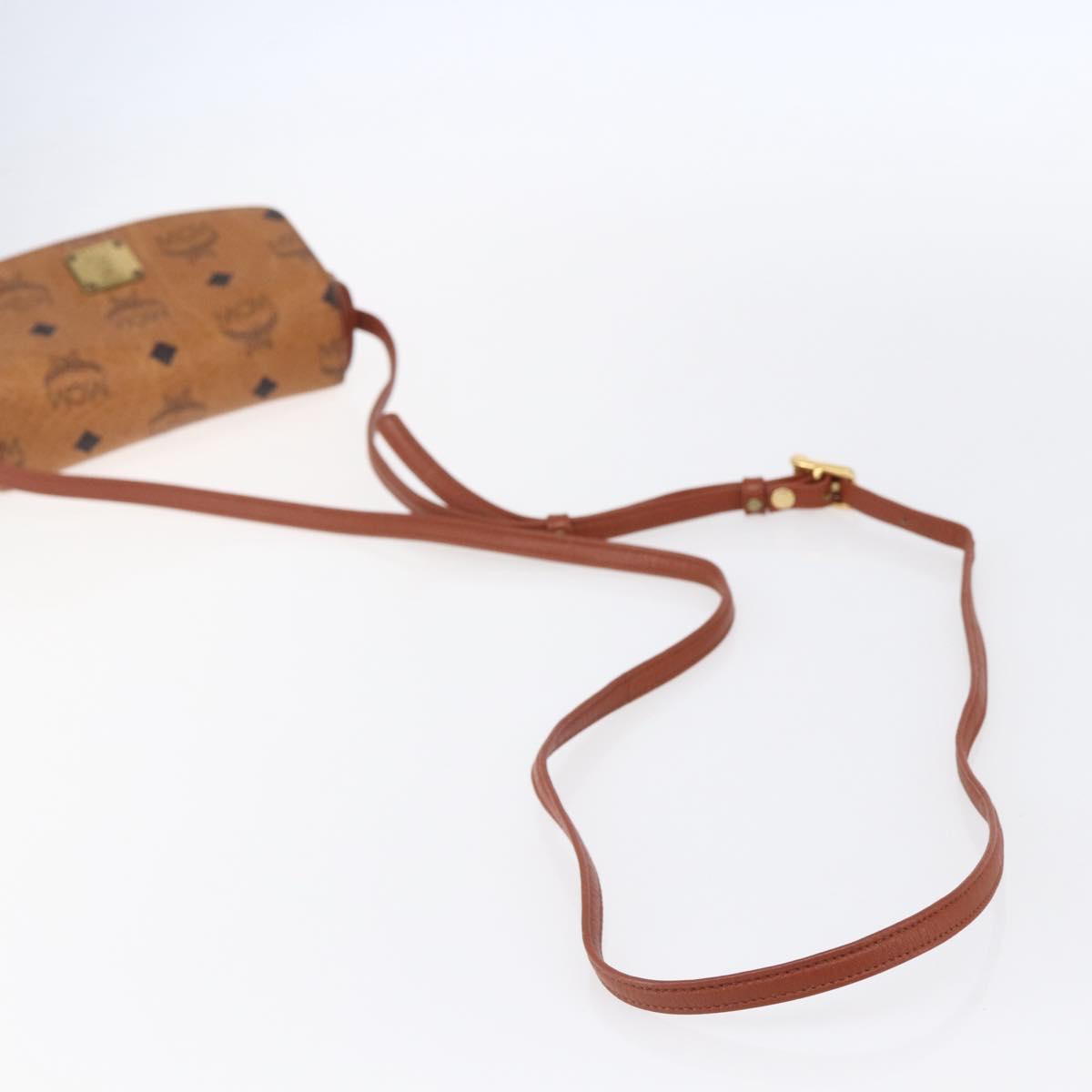 MCM Logogram Vicetos Shoulder Bag PVC Leather Brown Gold Auth BA8429