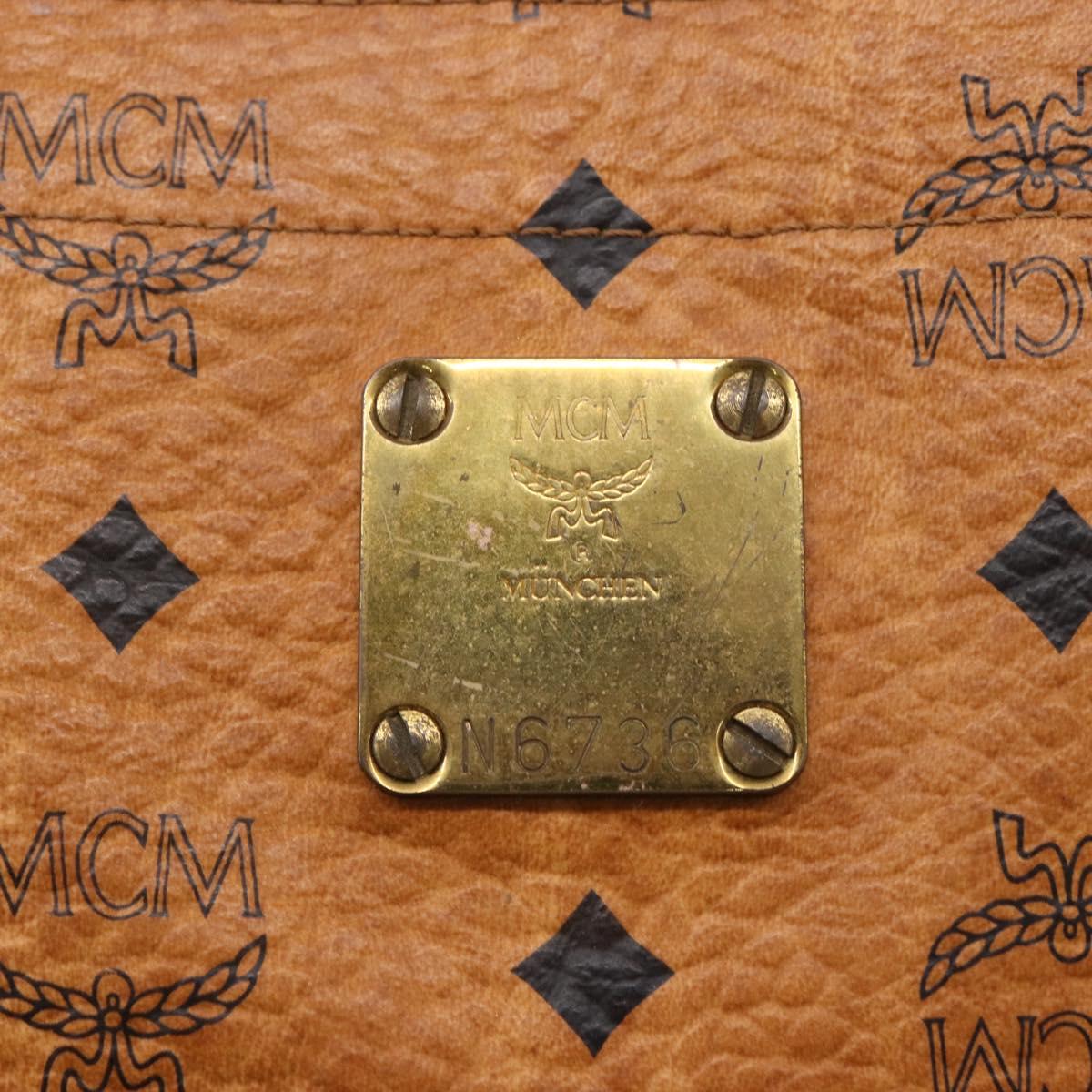 MCM Logogram Vicetos Tote Bag PVC Leather Brown Gold Auth BA8430