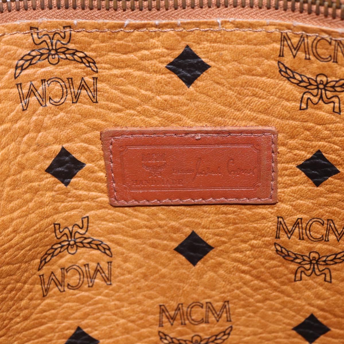 MCM Logogram Vicetos Tote Bag PVC Leather Brown Gold Auth BA8430